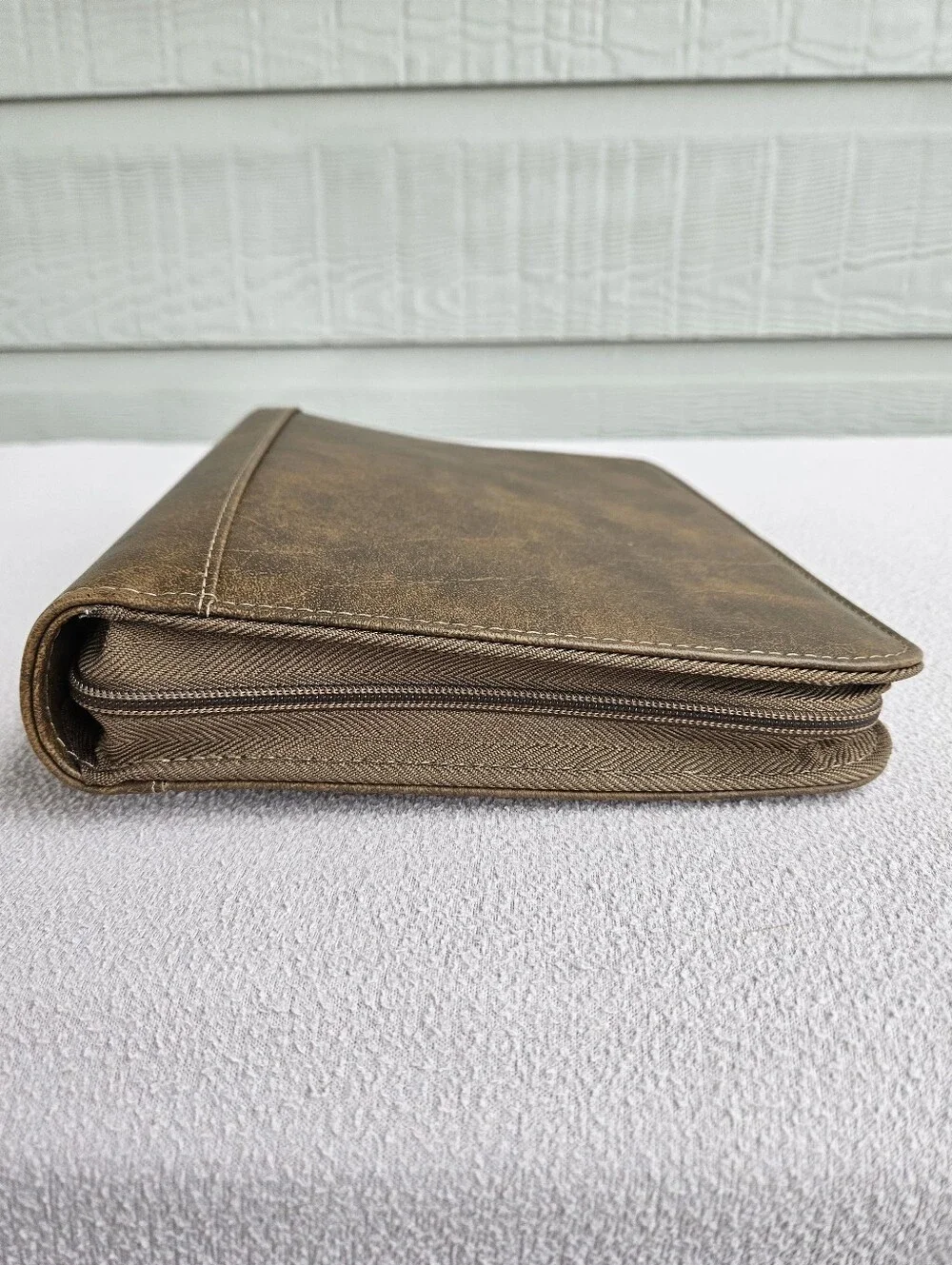 Franklin Covey Zip Binder Only Brown Faux Leather 7 Rings 1.5” Organizer Planner